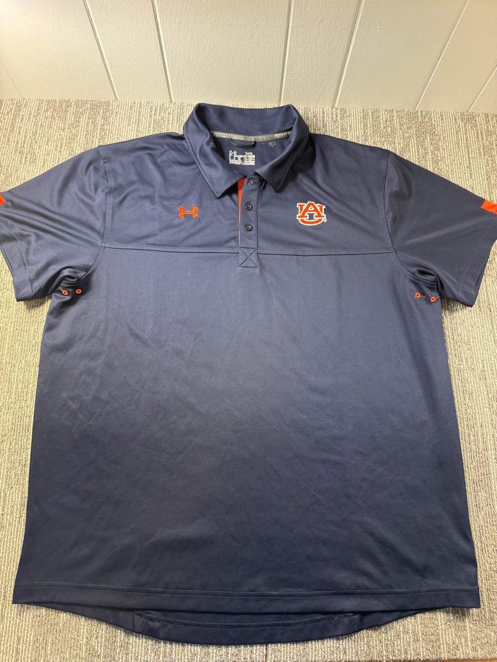 Auburn Tigers Polo Shirt Mens XL Navy Blue NCAA Football Under Armour HeatGear